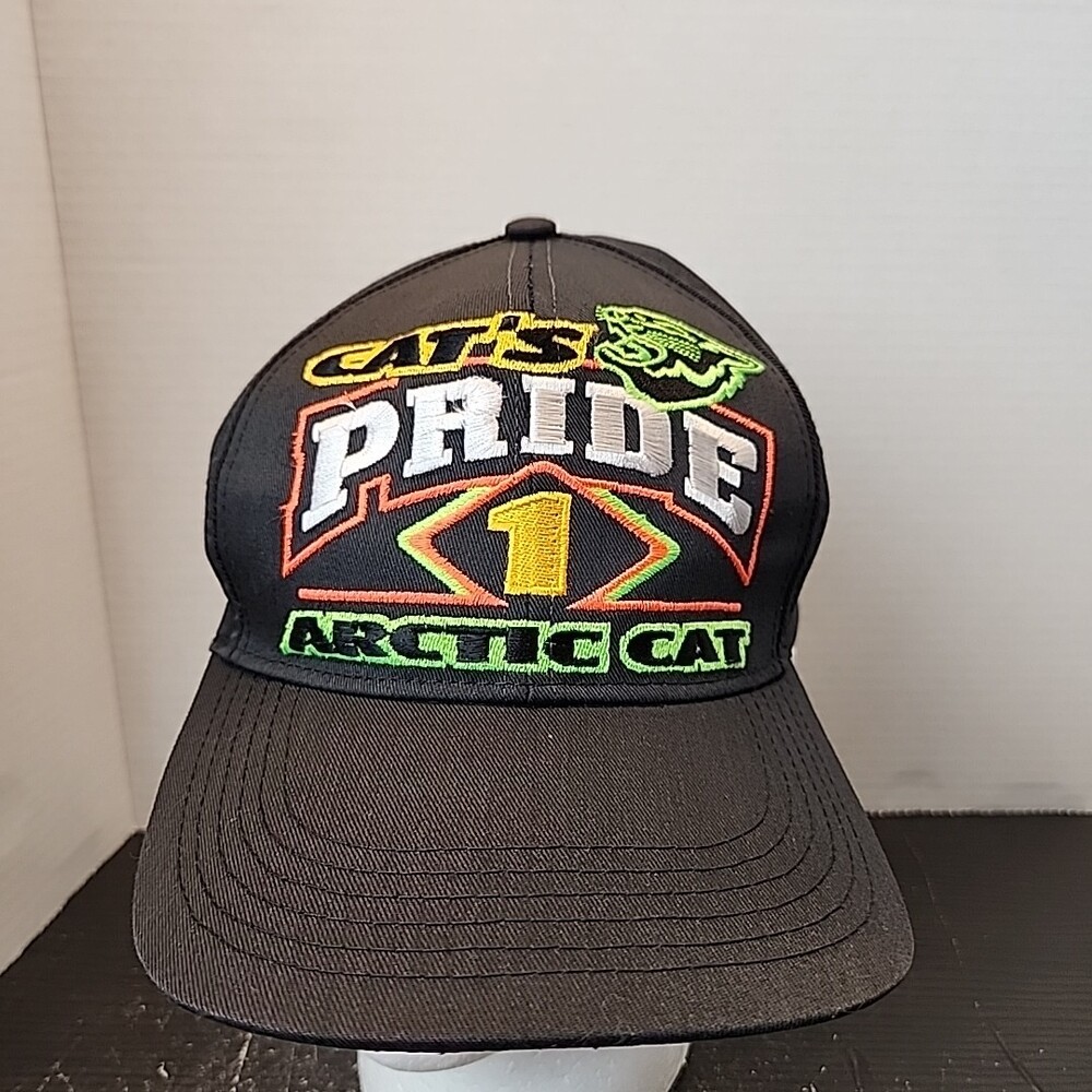 Vintage Arctic Cat Snapback Hat Cap Cats Pride USA 90s Neon Big Logo Embroidered